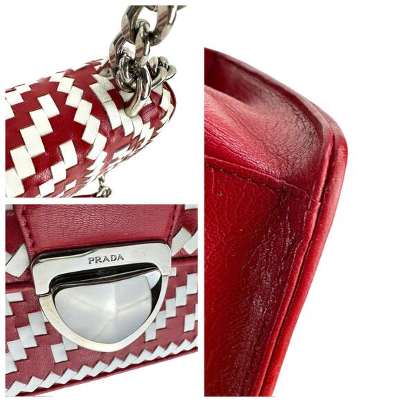 Prada Madras Leather Woven Crossbody Bag - Picture 10 of 10